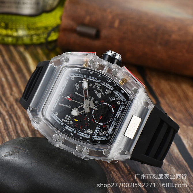 Watch for men Richard Hot Sale Six-Pin Watch Transparent Hollow Luminous Student Sports Waterproof Quartz Watch 1034