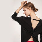 Yoga Clothing Top Women's Long-Sleeved Back Blouse Loose Quick-Drying Sports Jacket Pilates Workout Clothes T190607