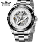 WINNER  Automatic Watches Diamond Bling Star Dial Golden Mechanical Watch Men's Watch