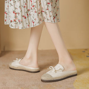 Fisherman's shoes women's 2022 spring and summer new bow sandals and slippers women's flat bottom half slippers 613-1