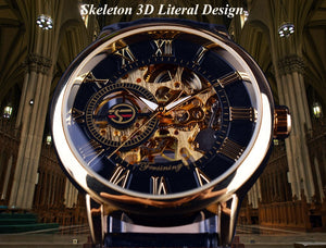 Forsining Men's Fashion Retro Hollow-out Transparent Mechanical manual Watch men's casual watch SLZa26