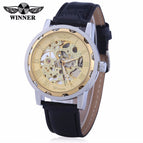 Winner Men's Fashion Roman Numerals Hollow Retro Belt manual mechanical men causal Watch SLZ37