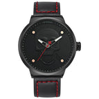 WWOOR Fashion Skull Men's Mesh Quartz Watch Black Solid Steel Creative Casual Watch 8867
