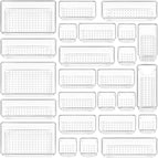 25 PCS 4-Size Clear Plastic Drawer Organizers Set Versatile Bathroom and Vanity Drawer Organizer Trays,for Makeup,Office