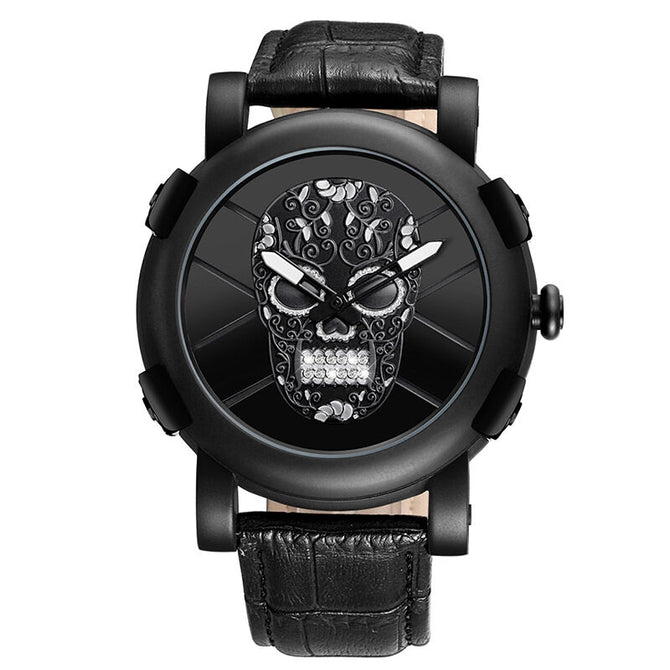 SKONE Watch for men Simple fashion unique special design Men's Watch Skull Round Quartz Watch Men 9479