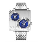 Oulm watch for men Square Personality Casual Large Dial Men's Watch Double Time Zone Steel Band Quartz Watch HP5024