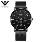 NIBOSI 2321 Mens Quartz Watches Slim Mesh Waterproof Minimalist Wrist Watch For Men Quartz Sport Watch Ultra Thin Clock