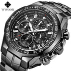 WWOOR 8868 Seven-Pin Men's Sports Steel Belt calendar Quartz Waterproof Watch for men