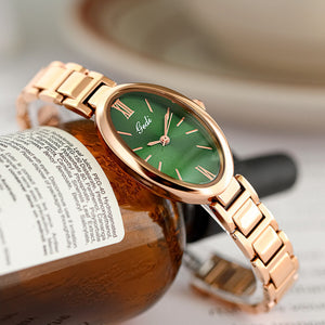 GEDI Oval Design Women's Watch Small Green Simple Temperament Commute Quartz Watch Women 22002