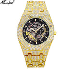MISSFOX watch European and American explosion models full diamond hollow mechanical watch waterproof luminous stainless steel men's watch V301 Mechanical