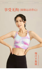 Sports yoga Bra Tie-Dyed Twist Braid Strap Beauty Back Yoga Clothes women Summer Sexy Backless Workout Bra sports top
