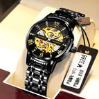 KIMSDUN fashion double-sided hollow automatic mechanical watch men's watch men's watch waterproof business men's casual watch K-1973A