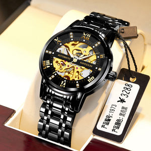 KIMSDUN fashion double-sided hollow automatic mechanical watch men's watch men's watch waterproof business men's casual watch K-1973A