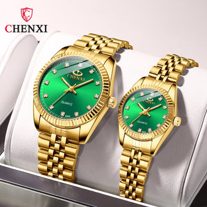 CHENXI Men's Women's Watch Waterproof Business Watch Female Men's Gold fashion quartz Couple Watch CX004A