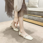 2022 new low-heeled fashion toe sandals women's hollow flat-bottomed square-toe shoes women's 168-6