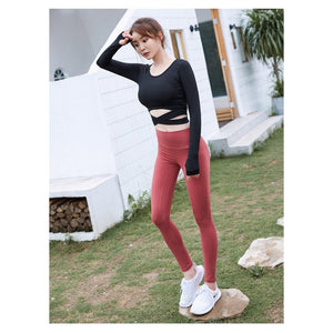 Women sports suit long sleeve quick drying running yoga outdoor clothing 8080 6036