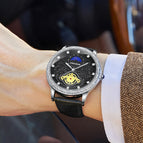 KIMSDUN retro engraved moon phase high-end imitation mechanical watch men's waterproof quartz watch K-2191B