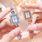 GEDI full diamond small square plate watch new ladies fashion starry delicate light luxury bracelet quartz watch women 1005