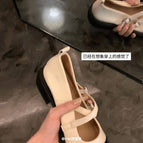 Women shoes Sheii retro round toe cross buckle platform Mary Jane shoes women's shoes X1