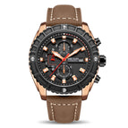 Megir Men's Watch Fashion Blue Timing Stereo Plate Leather Sports men calendar waterproof Watch 2119