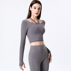 2022 new quick-drying yoga top fashion new lightweight breathable high-end running sports fitness long sleeves T-shirt 8056
