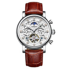 KINYUED business leather men's mechanical watch hollow waterproof mechanical watch JYD-J026