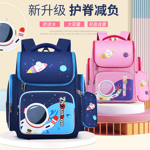New primary school bag 3D ridge protection to reduce the burden of children's school bag matching pencil case 8601