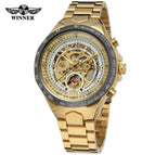 Winner Men's Personality Fashionable Golden All-Steel Hollow Automatic Mechanical men Watch SLZ46
