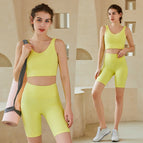 LULU new nylon fitness yoga clothes tight shorts sports running fitness two-piece suit 711+808