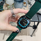 TICTOC Korean version of the trendy fashion ladies watch female ins large dial square leather strap calendar female watch 0556