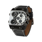 Oulm European and American large dial men's quartz watch multi-time zone watch fashion personality quartz men's watch HP9315B belt watch