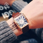 Guou 8093 Hong Kong Watch personality square Blu ray men's quartz watch Roman scale belt watch man's Watch Gift