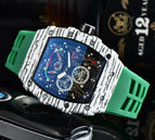 Watch for me Barrel-Shaped Quartz Watch Fashion Six-Pin Running Seconds Wood Grain Waterproof Men's Watch 9791F