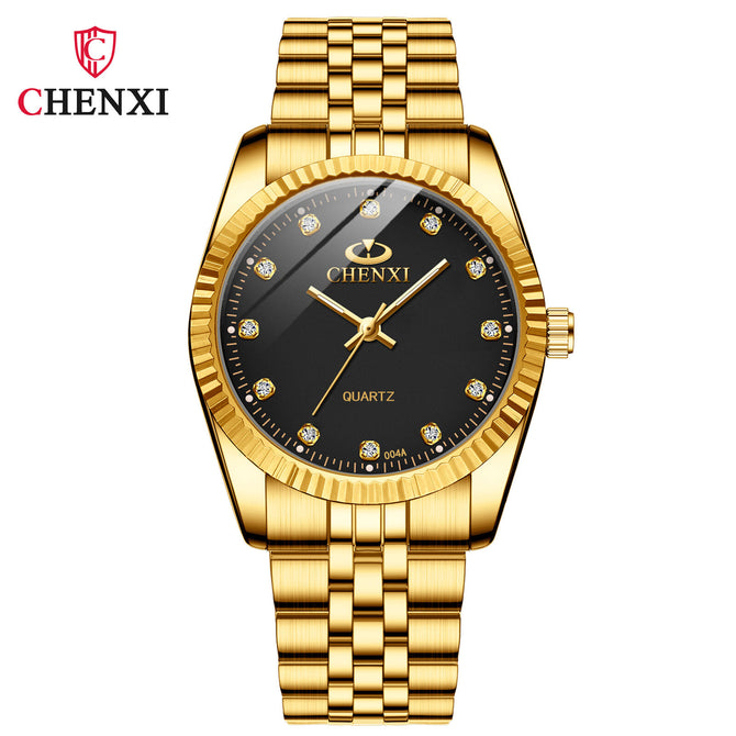 CHENXI Men's Women's Watch Waterproof Business Watch Female Men's Gold fashion quartz Couple Watch CX004A