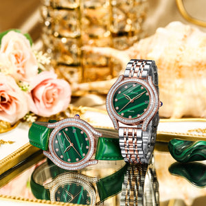 CHENXI new fashion inlaid drilled amethyst ladies watch leather waterproof small green watch quartz watch CX-320