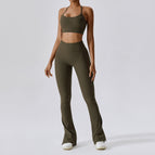 New Leisure Sports Yoga women Suit Thread Wide Leg Micro Horn Pilates Back Fitness running yoga Suit Set TZ8056-6 TZ8056-7
