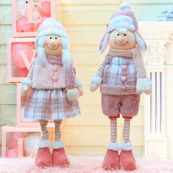Christmas decoration creative pink Christmas dolls holiday window scene ornaments arrangement supplies Christmas gift 52101