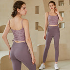 lulu yoga clothing suit female temperament high-end professional fitness clothing vest with chest pad sports running training set