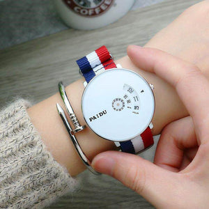Punk Style Korean Concept Fashion Woven Mesh Strap Youth Watch Boys and Girls Canvas Strap Quartz Strap Turntable Fashion Watch 9002