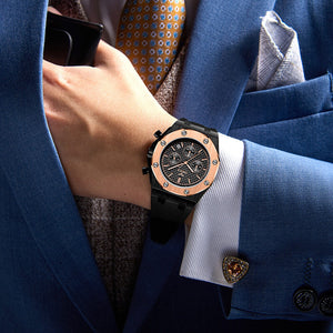 ONOL Fashion Multi-Function Quartz Watch Men's Silicone Band Watrproof Watch men casual watch ON6807