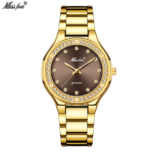 Missfox New Women's Watch Quartz Watch Gold High-end Diamond Ladies Watch 2742
