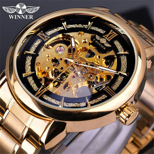 New Winner men watch European American Style Fashion Casual Hollow Automatic Mechanical men casual Watch SLZg78