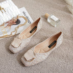 Flat sole single shoes women's 2022 new spring and autumn silk shallow mouth women pedal shoes 555-15
