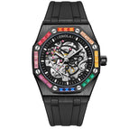 ONOLA Men's watch New Rainbow Diamond Automatic Mechanical Watch Men's Silicone Band Waterproof Watch ON3834D