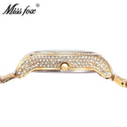 MISSFOX Wild Leopard Watch Pattern Set Diamond British Watch Stainless Steel Full Diamond Women's Watch Fashion Rhinestone Watch V200A