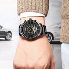 KINYUED Swiss Solid Stainless Steel Band Men's Tourbillon Automatic Mechanical Watch JYD-J009