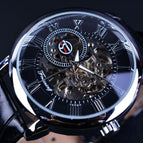 Forsining Men's Fashion Retro Hollow-out Transparent Mechanical manual Watch men's casual watch SLZa26