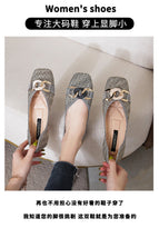 Women's square shoes spring 2022 New women's metal buckles fashion student's office lady shoes 555-4