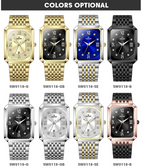 New rectangular men's pure steel belt simple sports outdoor calendar quartz watch waterproof watch 0118