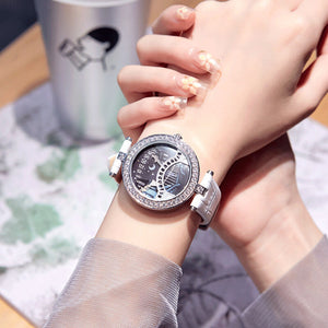 Prance Tiktok Online Celebrity Live Broadcast Popular Lover's Bridge Watch Diamond inlaid Quartz Belt Women's Watch Poetic Lover's Bridge Fashion Watch